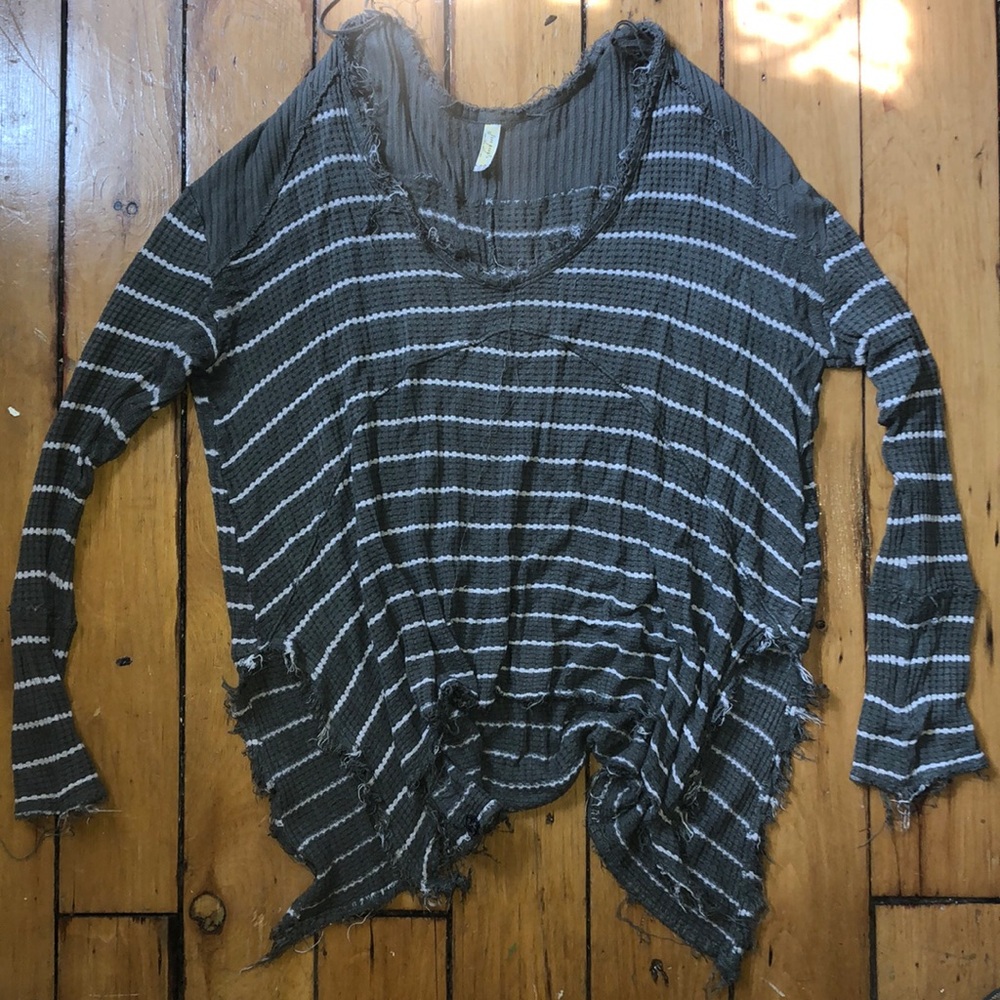 Free People Dark Green/ Grey Long Sleeve Thermal